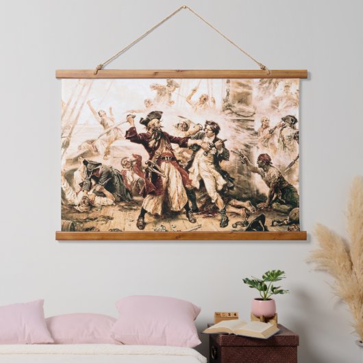 キャプチャー、海賊黒ひげ、アン女王の復讐 吊り下げ型タペストリー (寝室)