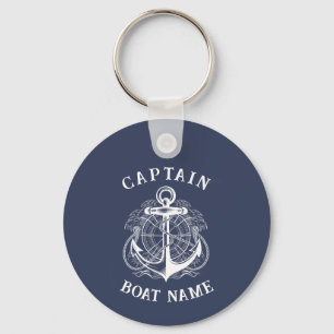 キャプテパーソナライズされたン航海のボートネームいかり キーホルダー