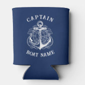 キャプテパーソナライズされたン航海のボートネームいかり 缶クーラー (裏面)