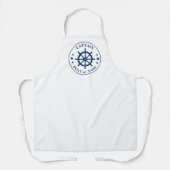 キャプテンあなたの名前またはボートヘルムスターズブルーホワイト エプロン (正面)