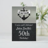キャプテンいかりセイリング誕生日シルバーブラック 招待状 (スタンド正面)