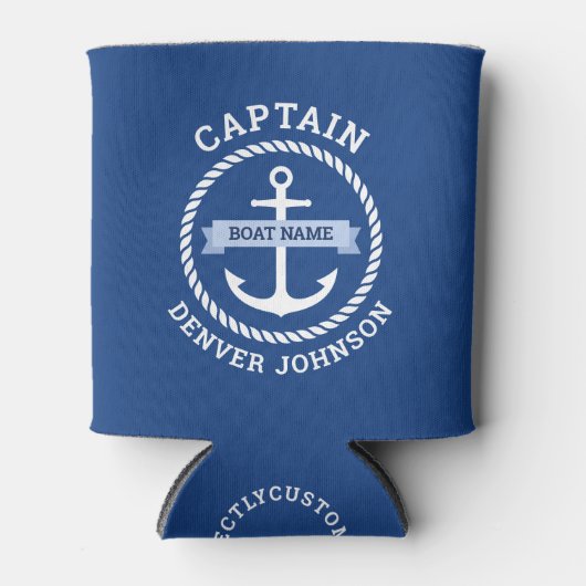 キャプテンいかり縁どロープのボート名のバナー 缶クーラー (正面)