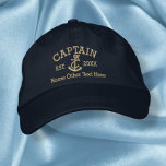 キャプテンいかり パーソナライズされた 刺繍入りキャップ<br><div class="desc">刺繍されたキャプテンキャップ…船員に理想的…キャプテンとロープとリサオのいかりパーソナライズされたキャップ</div>