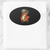 キャプテンおもしろいロブスター海賊ジョリーロジャーコクラセア 楕円形シール (バッグ)