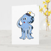 キャプテンとしてタコにキャップを被せる カード (黄色い花)