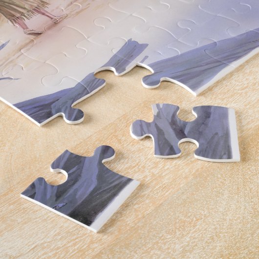 キャプテンと話しているポカホンタスのイラストレーション ジグソーパズル (側面)