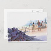 キャプテンと話しているポカホンタスのイラストレーション ポストカード (正面/裏面)