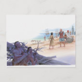 キャプテンと話しているポカホンタスのイラストレーション ポストカード (正面)