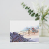 キャプテンと話しているポカホンタスのイラストレーション ポストカード (スタンド正面)