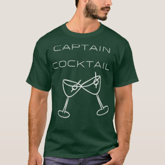キャプテンカクテルタイポグラフィホワイトデザイン Tシャツ
