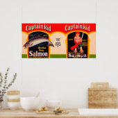 キャプテンキッドブランドサーモンラベル – ワシントン州シアトル ポスター (キッチン)