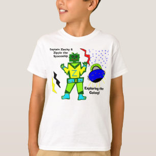キャプテンザッキーグリーンロボットジッピー宇宙船シャツ Tシャツ