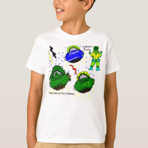 キャプテンザッキー・ブルーフィッシュドラゴン・ディノ・スペースシップ Tシャツ
