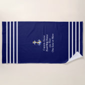 キャプテンストライプの4人の文字 – 名前または名前を追加 ビーチタオル (正面)