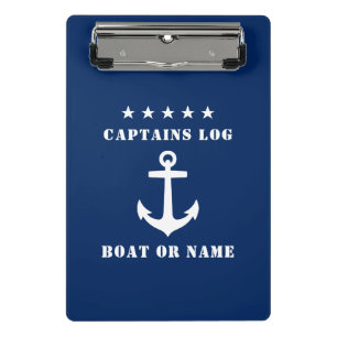 キャプテンズログあなたのボート名クラシックいかりスターズ ミニクリップボード