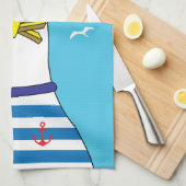 キャプテンセーラーシーガルおもしろいキャラクター キッチンタオル (四つ折り)