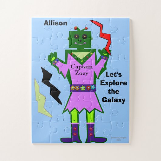 キャプテンゾーイ女の子ロボットピンクの衣装の花 ジグソーパズル (縦)