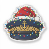 キャプテンハット サンタ帽子 クリスマス ライト 海事 シール (正面)