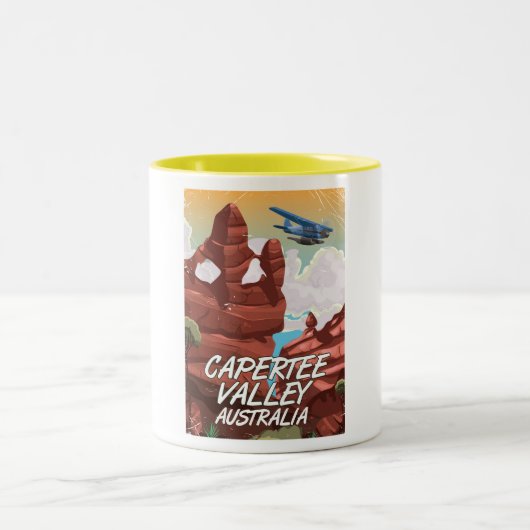 キャプテンバレー・オーストラリア旅行ポスター ツートーンマグカップ (中央)