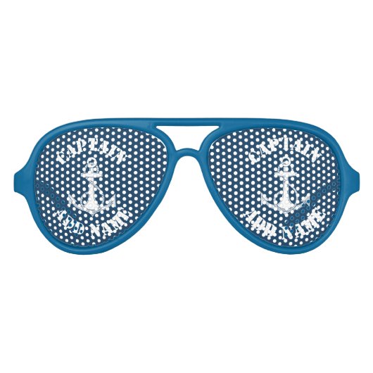 キャプテンパーソナライズされたネームいかり アビエーターサングラス (正面)