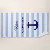 キャプテンパーソナライズされたビーチタオル ビーチタオル (正面)