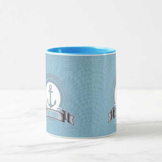 キャプテンパーソナライズされたボートセーリング航海のエンブレム マグカップ (中央)