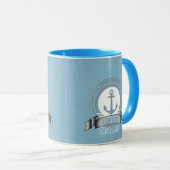 キャプテンパーソナライズされたボートセーリング航海のエンブレム マグカップ (正面右)