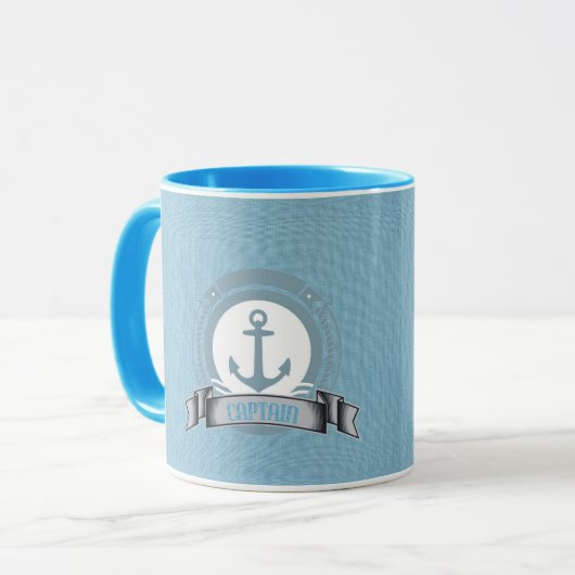 キャプテンパーソナライズされたボートセーリング航海のエンブレム マグカップ (正面左)