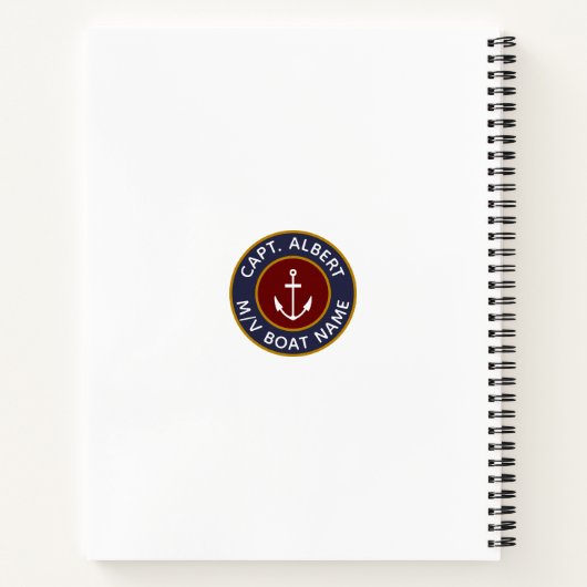 キャプテンパーソナライズされたマルーンいかりロゴノート ノートブック (裏面)