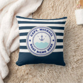 キャプテンパーソナライズされた航海のいかりボート名 クッション (ブランケット)
