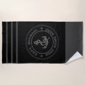 キャプテンパーソナライズされた航海のいかりボート名 ビーチタオル (正面)