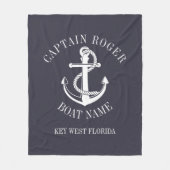 キャプテンパーソナライズされた航海のいかりボート名 フリースブランケット (正面)