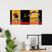 キャプテンビンブランドサーモンラベル – ワシントン州シアトル ポスター (ホームオフィス)