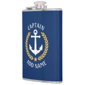 キャプテンボートネームいかり金ゴールドスタイルローレルネイビー フラスク (左)