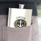 キャプテンボートネームいかり金ゴールドスタイルローレルメタル フラスク (インサイチュ)