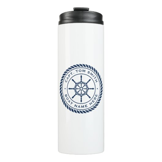 キャプテンボートネーム航海のロープフレーム船車輪 タンブラー (正面)
