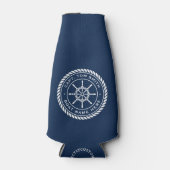 キャプテンボートネーム航海のロープフレーム船車輪 ボトルクーラー (正面)