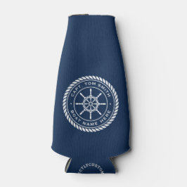 キャプテンボートネーム航海のロープフレーム船車輪 ボトルクーラー