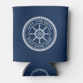 キャプテンボートネーム航海のロープフレーム船車輪 缶クーラー (正面)