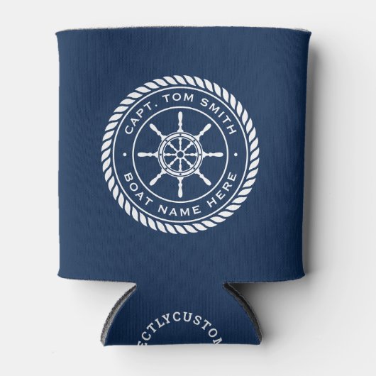 キャプテンボートネーム航海のロープフレーム船車輪 缶クーラー (正面)