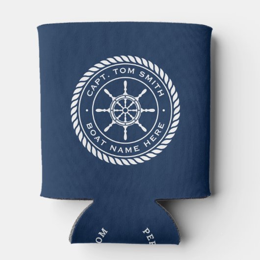 キャプテンボートネーム航海のロープフレーム船車輪 缶クーラー (裏面)