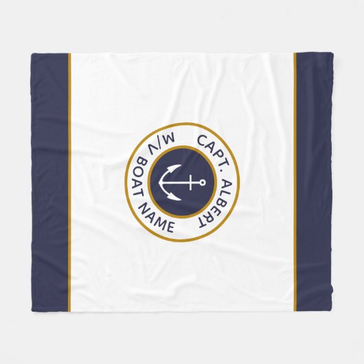 キャプテンメイホワイトブルーいかりダベットカバー フリースブランケット (正面(横))