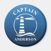 キャプテンユナイフライトハウス海ウェーブブルー マグネット (正面)