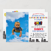 キャプテンワンダーパンツファースト誕生日招待状 招待状 (正面/裏面)