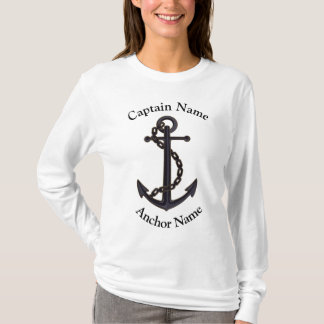 キャプテン名前をカスタムする船といかり乗組員Tシャツ Tシャツ