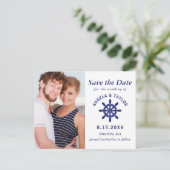 キャプテン結婚ズ航海のホイール写真ネイビーブルー 案内ポストカード (スタンド正面)