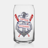 キャプテン航海のいかりパーソナライズされた名 ガラス缶 (正面)