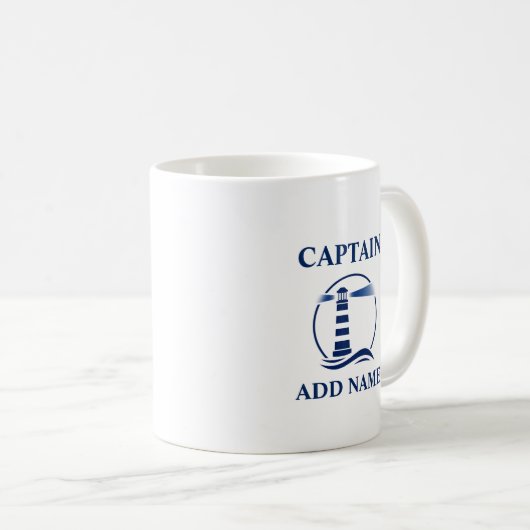キャプテン航海のまたはボート名を持つ灯台 コーヒーマグカップ (正面右)