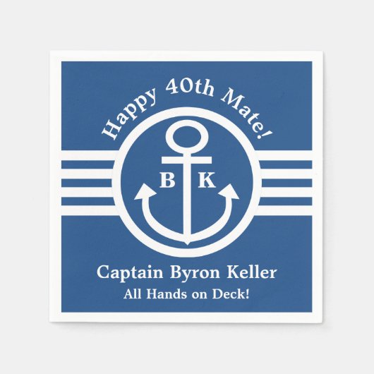 キャプテン航海のまたはメイトの40歳の誕生日パーティー スタンダードカクテルナプキン (正面)