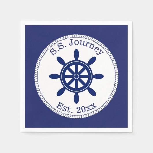 キャプテン航海のズホイール追加ボート名 スタンダードカクテルナプキン (正面)